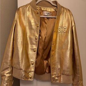 Celine Metallic Gold Bomber Jacket